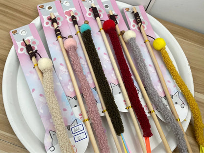 Cat Toy Cat Teaser Sticks Teasing Cats Stick Cats Toys Strips Ribbons Tassels Pet Cats Self-hi Interactive Biting Pet Supplies.