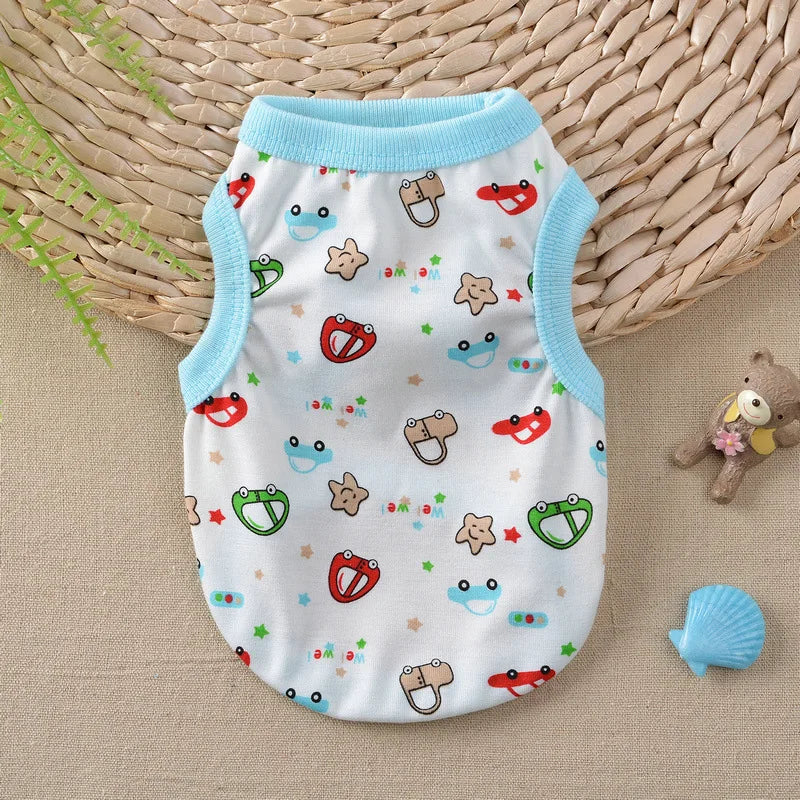 Cotton Vest Dogs Clothes For Small Dogs Chihuahua Clothes Summer Animals Cartoon Vest Dog T-Shirt For Small Dog Medium Yorkshire