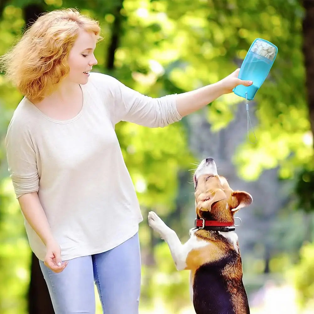 Dog Travel Water Bottle Puppy Water Bowl with Food Container Water Dispenser Foldable Pet Water Bottle Dog Water Bowl Portable