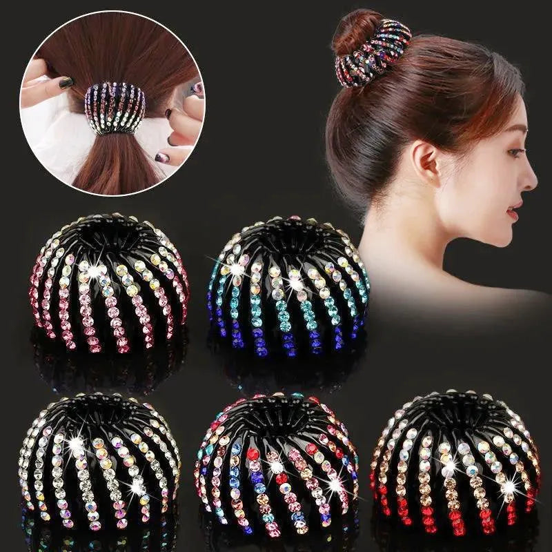 Women Bun Crystal Hair Claw Fashion Female Ponytail Headwear Horsetail Buckle Hair Clip Bird Nest Expanding Hair Accessories