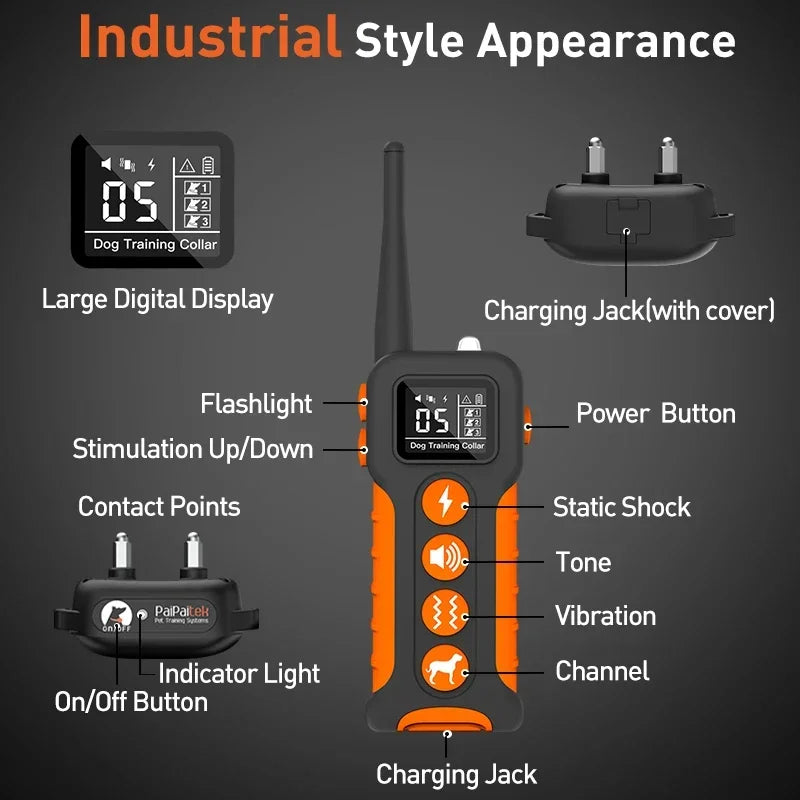 IP67 waterproof best automatic bark dog training collar with remote control small to large dog beep buzz shock