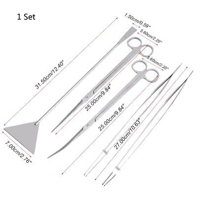 Stainless Steel Aquarium Tank Tools Kit Fish Tanks Aquatic Plants Grass Scissor Tweezers Shovel Kit Aquarium Maintenance Tools