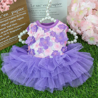 Lace Chiffon Dress for Small Dog Cat Lovely Floral Dress Pet Party Birthday Costume Dog Wedding Dress Cute Dog Clothes in Summer