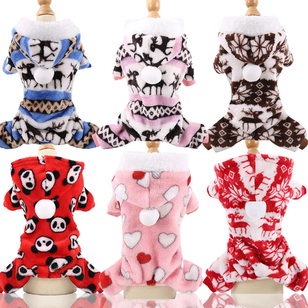 pawstrip Small Dog Clothes Warm Winter Pet Dog Jumpsuit Puppy Fleece Hoodie Chihuahua Small Medium Dog Warm Outfit Kitten Jacket