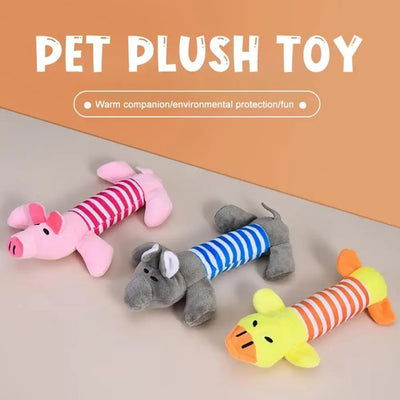 Pet Toys Cute Pet Chewing Teething Toys Cartoon Embroidery Bite-resistant Decompression Duck Pig Elephant Sounding Toys