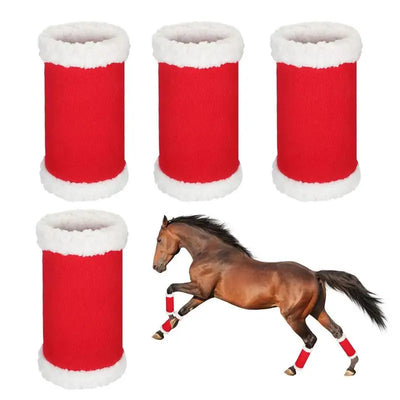 Red Santa Horse Leg Wraps Red Horse Leg Wraps Faux Fur Standing Wraps For Horses Christmas Horse Leggings With Bubble Velvet