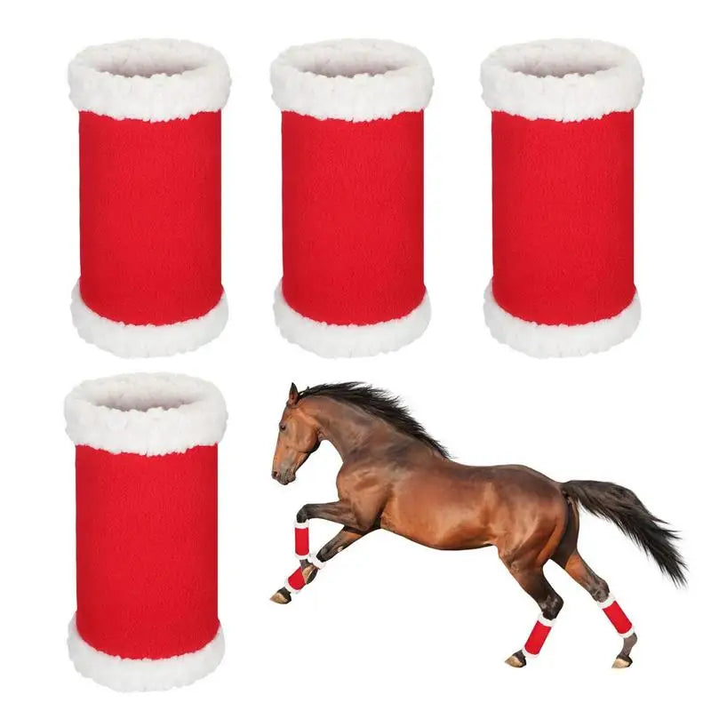 Red Santa Horse Leg Wraps Red Horse Leg Wraps Faux Fur Standing Wraps For Horses Christmas Horse Leggings With Bubble Velvet