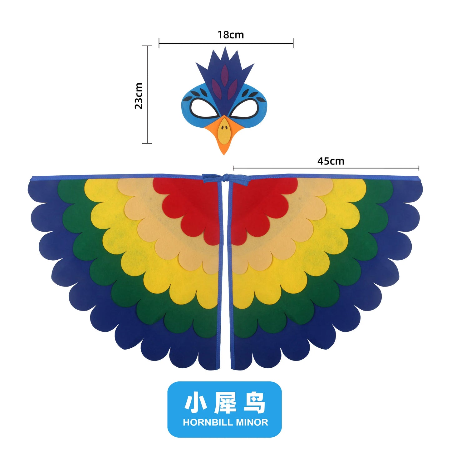 Kids Cosplay Costume Stage Performance Owl Peacock Wings Bird Felt Cape with Mask for Girls Boys Halloween Party Cloak
