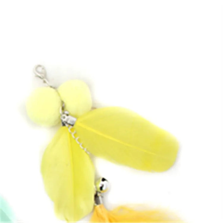 Cat Toy Cat Teaser Sticks Dragonfly Shaped Replacement Head Teaser Cat Stick Fairy Feather Bell Multi-color Optional Cat Toys