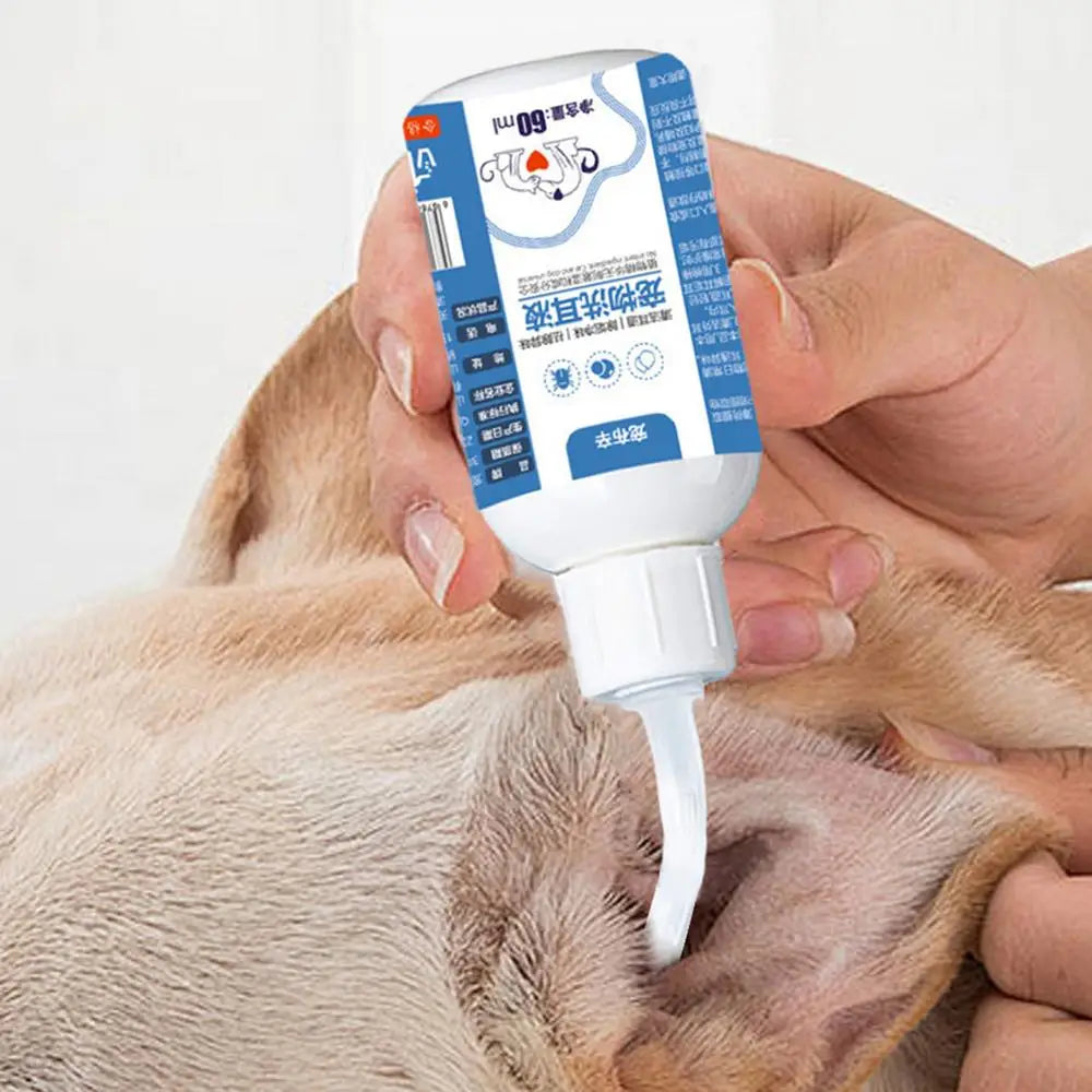 Ear Drops for Cat and Dog 60ml Gentle & Natural Ear Drops Ear Cleaning Liquid Regular Use Helps Avoid Discomfort Dog Ear Cleaner