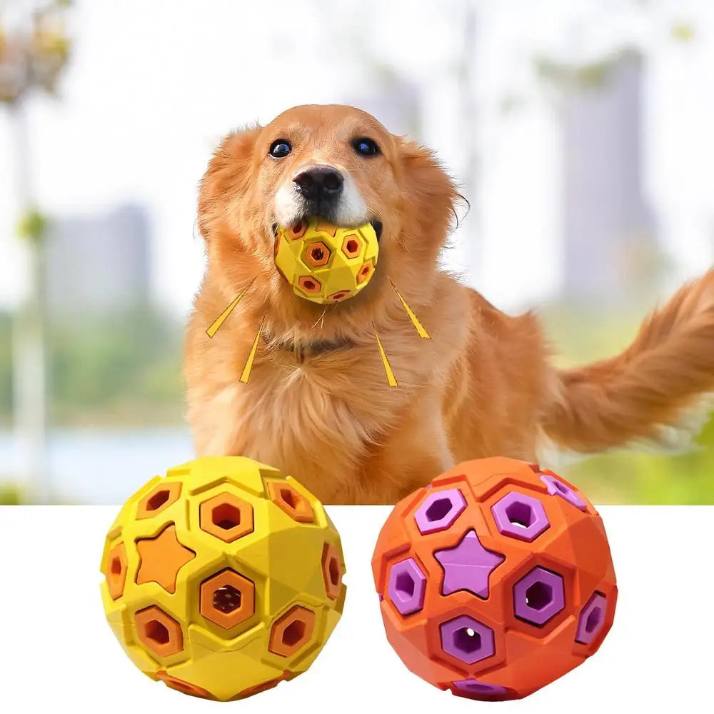 Pet Sound Toys Dog Toy Ball Rubber Hollowed Star Shape Squeaky Balls for Dogs Portable Bite Resistant Training Playing Supplies