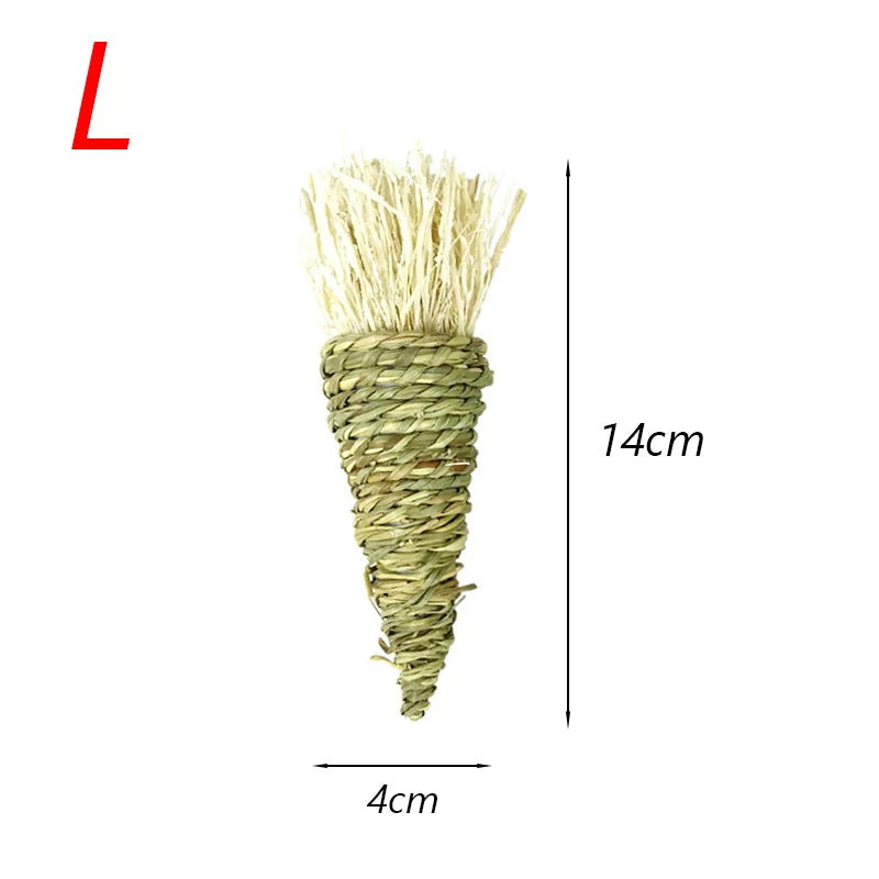 Natural Paper Rope Rabbit Puzzle Toy Grass Weaving Radish Carrot Shape Pet Accessories Guinea Pig Chinchillas Small Animals Toys