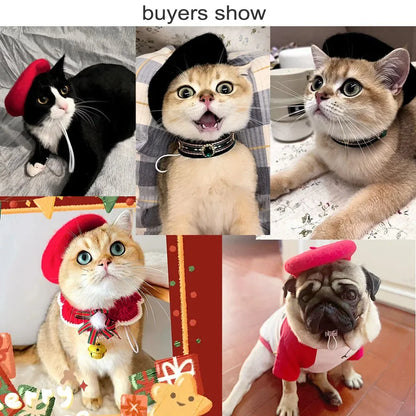 Wool Puppy Beret Adjustable Pet Hat for Cats Small Dogs Cute Beret Style Headwear for Kitten Comfortable Pet Fashion Accessories