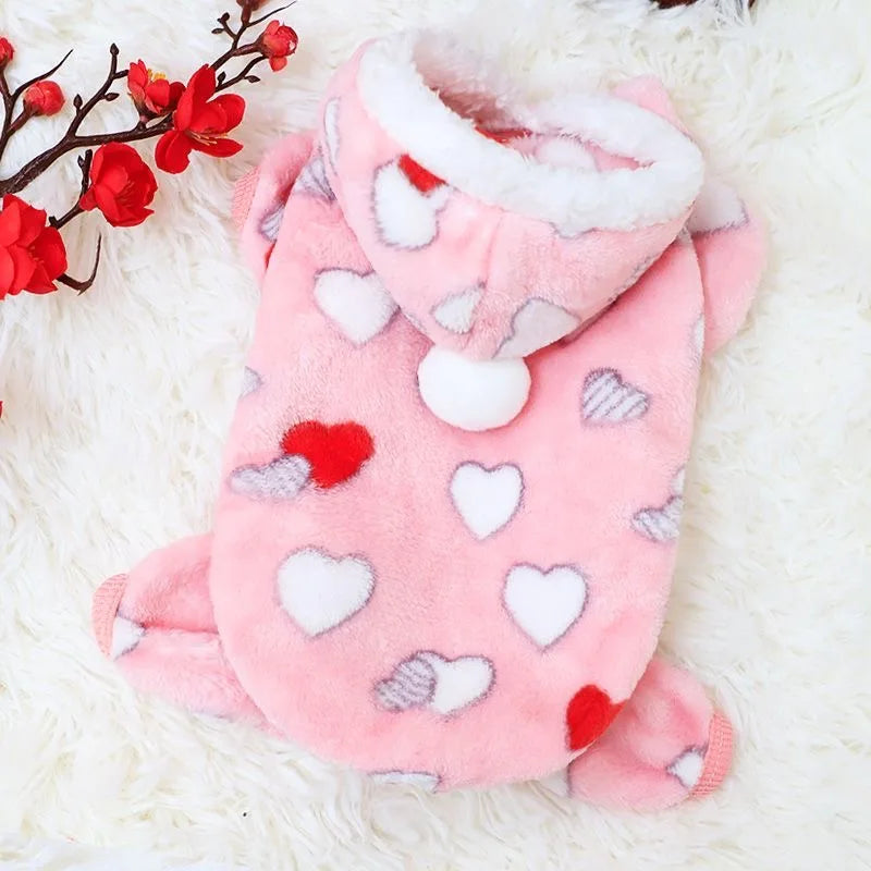 pawstrip Small Dog Clothes Warm Winter Pet Dog Jumpsuit Puppy Fleece Hoodie Chihuahua Small Medium Dog Warm Outfit Kitten Jacket