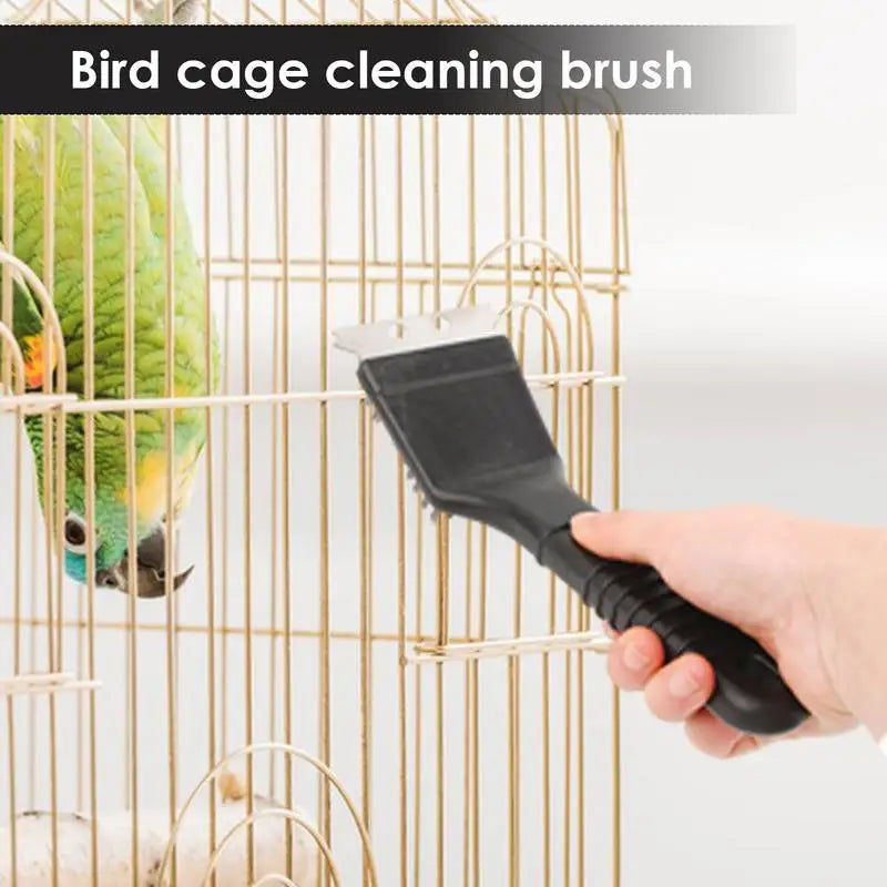 Multifunctional Bird Feeder Cleaner Brush Bird Cage Cleaning Stainless Steel Ergonomics Handle Durable Bird Droppings Cleaning