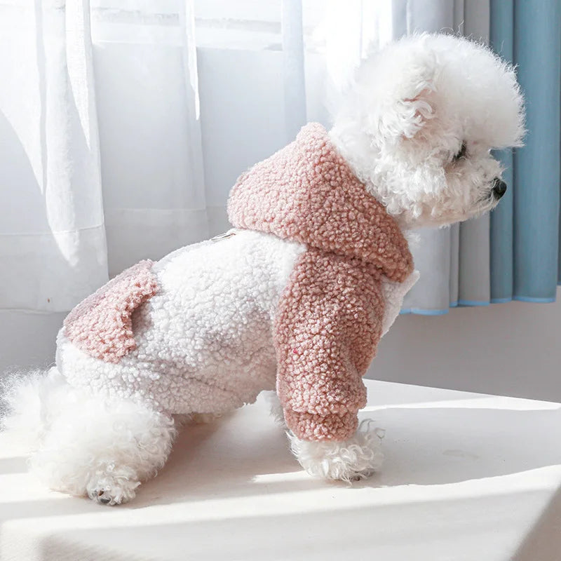 Thicken Warm Sherpa Fleece Dog Coat Winter Dog Clothes for Small Medium Dogs, Puppy Hooded Sweater Yorkie Chihuahua Pet Apparel