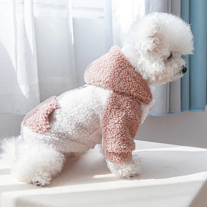 Thicken Warm Sherpa Fleece Dog Coat Winter Dog Clothes for Small Medium Dogs, Puppy Hooded Sweater Yorkie Chihuahua Pet Apparel