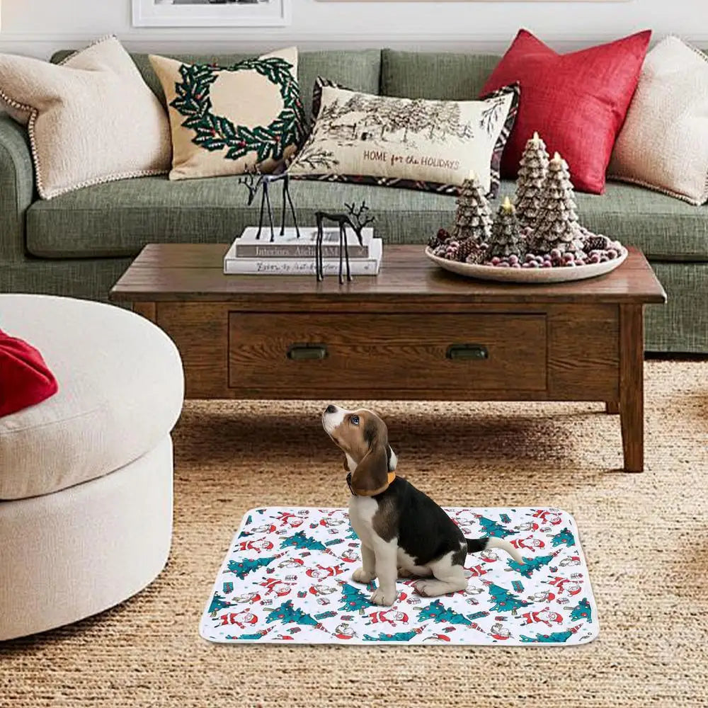 Reusable Puppy Pads Christmas Theme Pet Pee Pads Leak-Proof Puppy Pads Pee Pee Pads Super Absorbent Whelping Mat 60*45cm