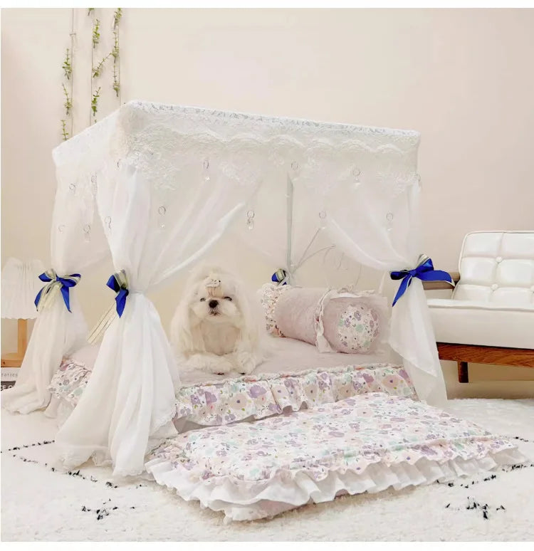 Pet Bed Cat Bed Cat Nest Teddy Than Bear Kennel Princess Wrought Iron Dog Bed Small Medium and Large Dog Supplies