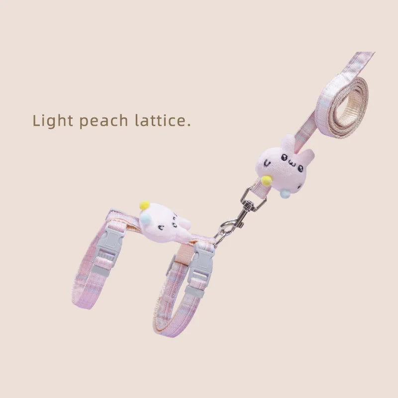 Cartoon Nylon Pet Dog Collar Accessories Anti Break Cat Small Puppy H-Shaped Harness Leash Set Travel Chihuahua Pet Accessories