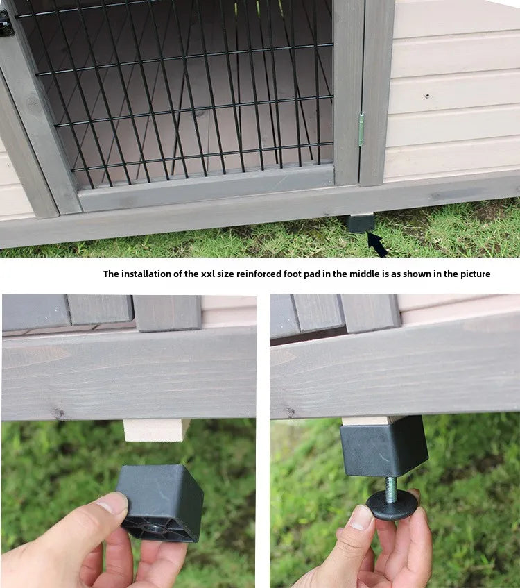 Outdoor Solid Wood Sunscreen Rain Protection Dog House Kennel  Large Medium-sized Dog Courtyard Villa Universa