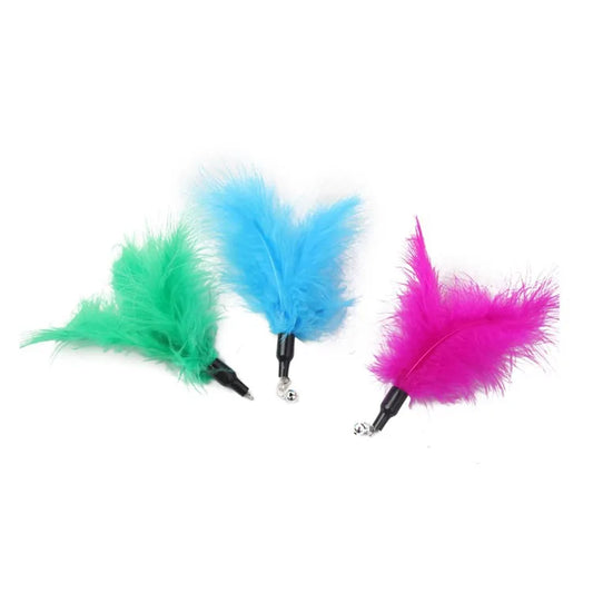 Cat Toy Cat Teaser Sticks Pet Cat Toy Pussy Cat Stick Feather Replacement Head Pussy Cat Toy DIY Bell Replacement Head