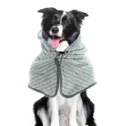 UXCELL Dog Bathrobe Pet Hooded Drawstring Towel Casual Striped Soft Dog Bath Towel Absorbent Dog Coral Fleece Coat Bath Robe