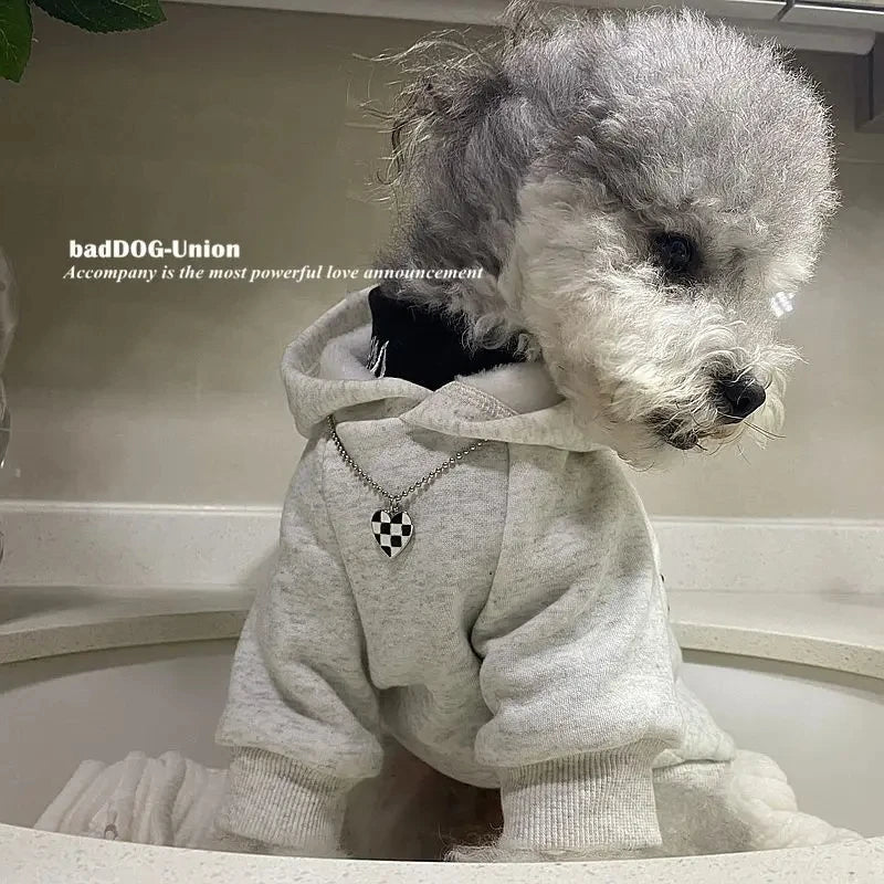 Letter Hoodie Pet Clothing Dogs Fashion Cotton Dog Clothes Costume Small French Bulldog Print Spring Autumn Gary Boy Mascotas