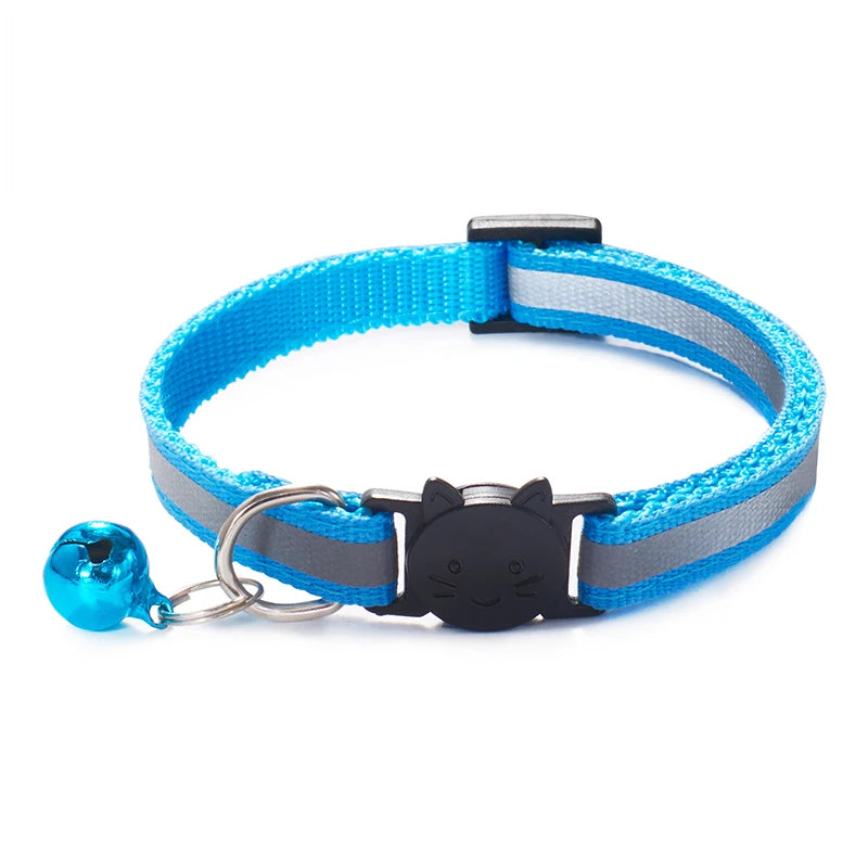 Cost-Effective Adjustable Snap-On Cat Collar With Bells Reflective Sturdy Nylon Collar For Kittens Cat Pet Supplies Cat Necklace