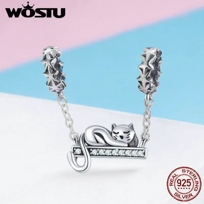 WOSTU 925 Sterling Silver Animal Charms Giraffe Zebra Unicorn Beads for Women Fit Original Bracelets Necklace DIY Jewelry Making