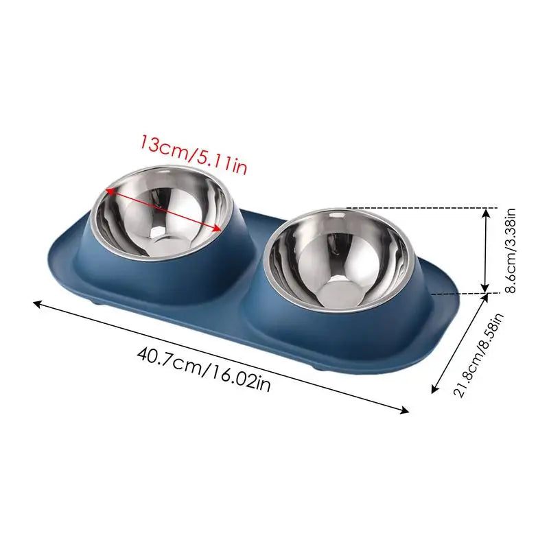Dog Food Bowl Stainless Steel Double Cat Food Bowl Non Slip Double Cat Food And Water Feeding Bowls For Dogs Cats Puppies And