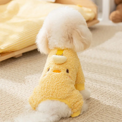 Four Legs Cartoon Chihuahua Dog Clothes Soft Fleece Outdoor Cat Clothing Designer Overalls Unisex Sweatshirt for Small Puppy
