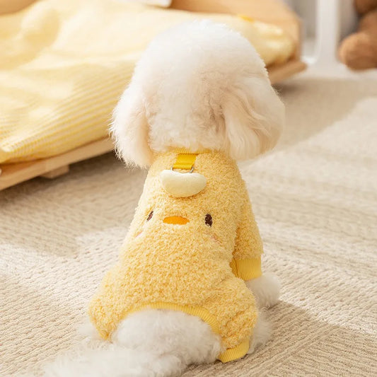 Four Legs Cartoon Chihuahua Dog Clothes Soft Fleece Outdoor Cat Clothing Designer Overalls Unisex Sweatshirt for Small Puppy