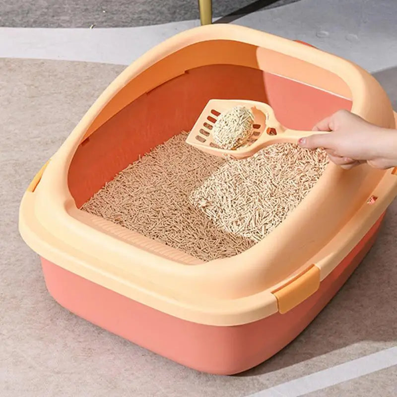 Large Cat Pan Cat Litter Pan Cat Litter Pan Cat Litter Container For Poop Large Cat Pan Litter Container With Scoop High Sided
