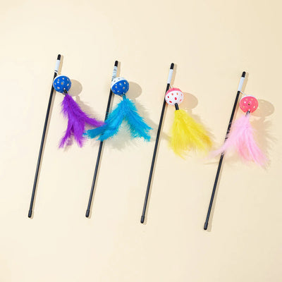 Cat Toy Cat Teaser Sticks Black Pole Plastic Bell Ball Cat Teaser Stick Model Cat Teaser Stick With Built-in Cat Toy