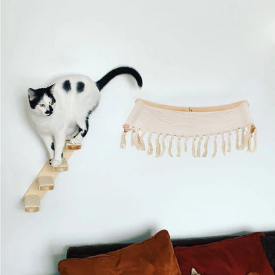 Cat Shelves Wall Mounted Cats Bed Washable Grip-Resistant Cat Platform with Scratching Post for Climb & Grind Claws Kitty Toys