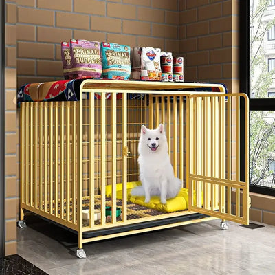 Dog cage Medium and large dog household Dog cage with toilet Square pipe Bold reinforcement Villa indoor Golden Retriever Labrad