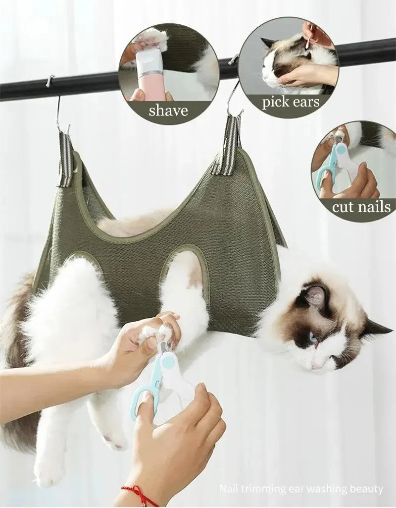 Cat Grooming Nail Cutting Anti Scratch Bite Fixed Bag Bath Trimming Restraint Bag Pet Beauty Hammock Hanging Pet Supplies