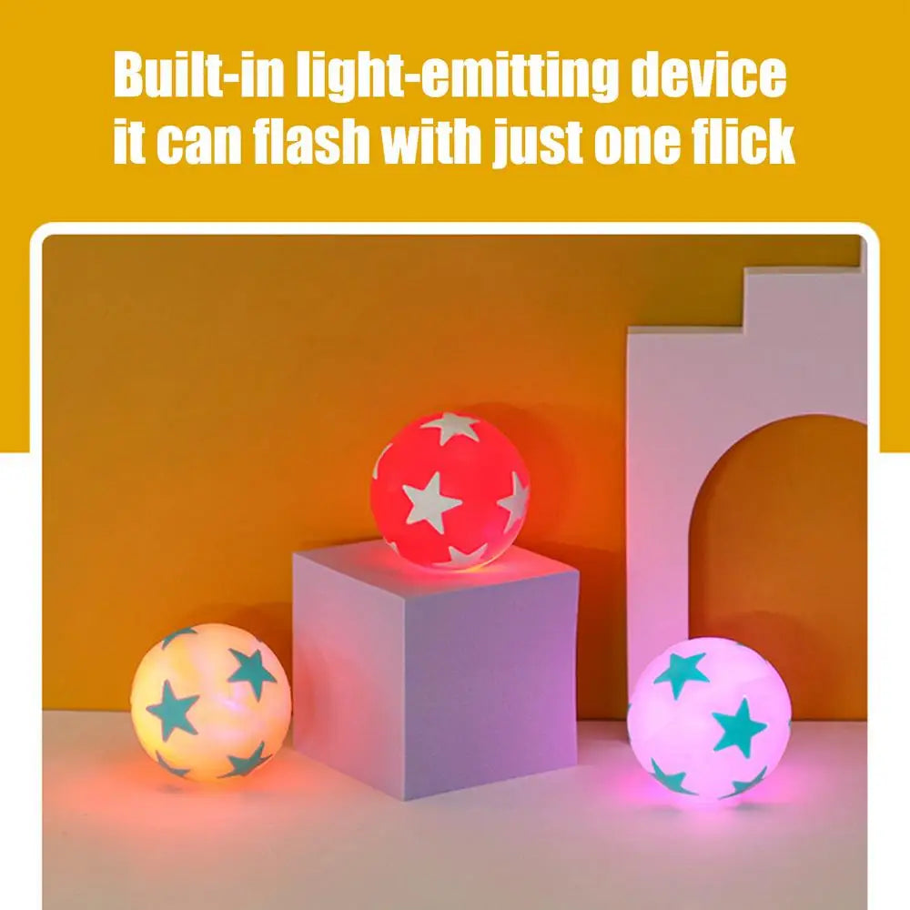 Dog Chew Ball Light Up Elastic Chew Toy With Star Pattern Soft Pet Supplies Chewable Ball 6cm For Veterinary Hospitals Pets Cats
