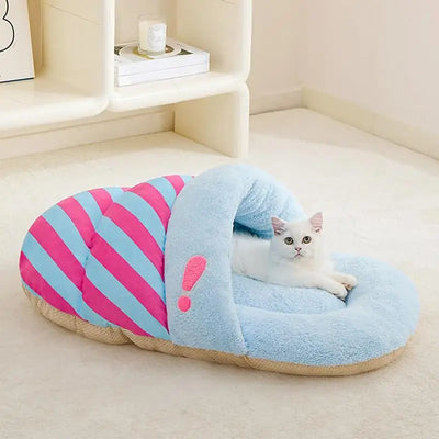 Cat House Bed Plush Winter Slippers Dog Nest Semi-Enclosed Design Pet Sleeping Tool for Dogs Cats Rabbits Warm Kitten Puppy Nest