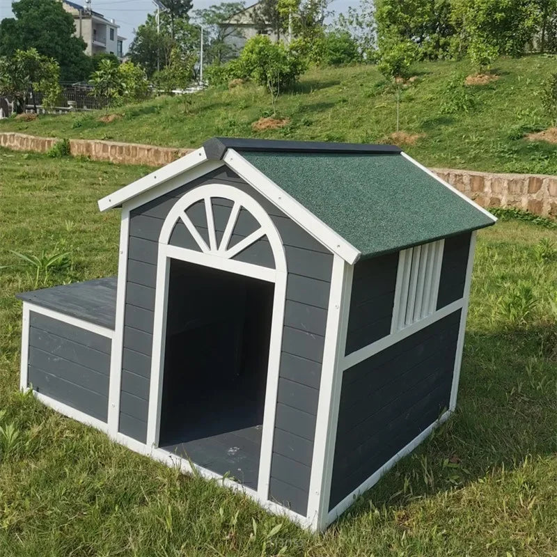 Dog House Outdoor Solid Wood Kennel Outdoor Rain and Sun Protection Dog House Medium and Large Kennel Dog Villa Wooden Pet Nest