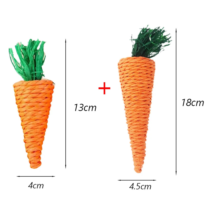Natural Paper Rope Rabbit Puzzle Toy Grass Weaving Radish Carrot Shape Pet Accessories Guinea Pig Chinchillas Small Animals Toys