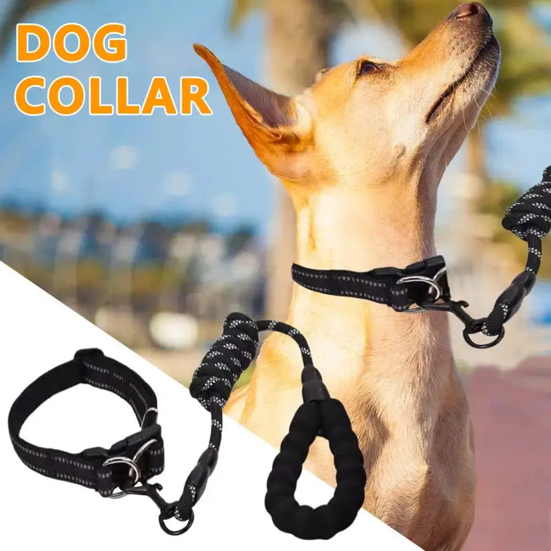Reflective Dog Collar Adjustable Neck Collars With Rope Kit For Pet Puppy Weatherproof Dog Collar Padded Suitable Puppy Collar