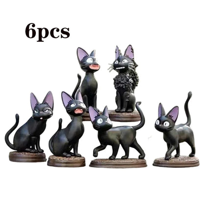 6pcs/set Cartoon Black Cat Jiji Gigi Figure PVC Action Toy Doll Model Set Black Cat Hayao Miyazaki Figure Toy kids birthday gift