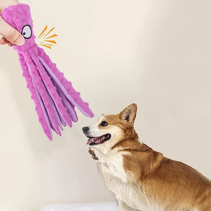Squeaky Dog Toy Octopus Toy for Aggressive Chewers Tough No Stuffing Plush Crinkle Interactive Pet Toys for Puppy and Large Dogs