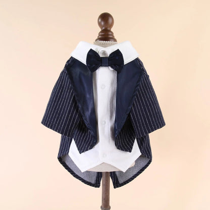 Dog Tuxedo Costume with Bow Tie, Pet Tuxedo Suit for Small Medium Dogs, Formal Party Wedding Shirt Clothes Cosplay Apparel