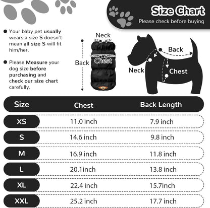 Winter Dog Down Jacket for Small Medium Dogs, Thicken Warm Puppy Puffer Jacket Turtleneck Padded Coat Cold Weather Dog Clothes
