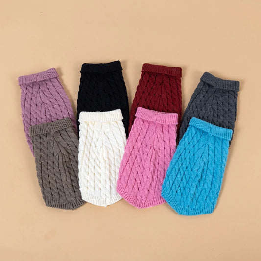 Teddy Bear Small Dog Clothes Solid Color Warm Winter Sweaters for Cats Lightweight Knitting Vest Leisure Outdoor Pet Overalls