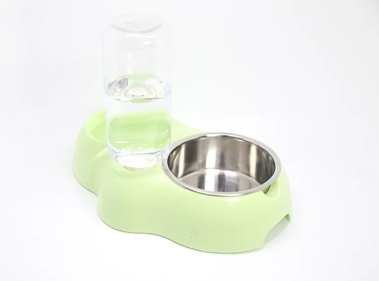 Dual Port Dog Automatic Water Dispenser Feeder Utensils Bowl Cat Drinking Fountain Food Dish Pet Bowl Raised Stand Dish Bowls