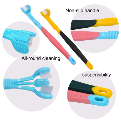 3-Sided Pet Toothbrush Dog Plastic Toothbrush Removing Bad Breath Tartar Cleaning Mouth Pet Dental Care Cat Cleaning Mouth